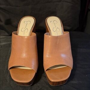 Jessica Simpson Tan Leather Mules 12M